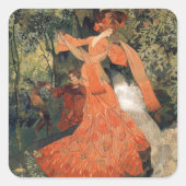 Elegant nabij een lente, vierkante sticker (Voorkant)