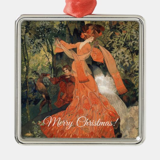 Elegant nabij een lente, vrolijk kerstfeest metalen ornament (Voorkant)