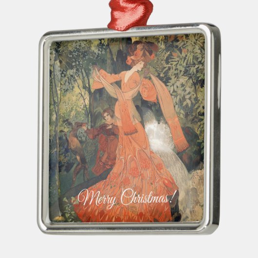 Elegant nabij een lente, vrolijk kerstfeest metalen ornament (Links)