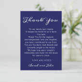 Elegant Nachtzeemacht Blauw huwelijk Hartelijk dan Bedankkaart (Staand voorkant)