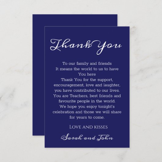 Elegant Nachtzeemacht Blauw huwelijk Hartelijk dan Bedankkaart (Voorkant / Achterkant)