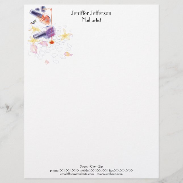 Elegant nagelkunstenaar letterhead briefhoofd (Voorkant)