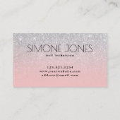 Elegant nagellak zilverroze glitter visitekaartje (Achterkant)