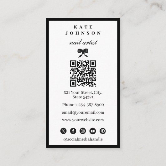 Elegant Nail Artist Beaty Salon Manicure QR Code Visitekaartje (Achterkant)