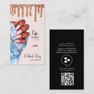 Elegant Nail Artist Designer Salon Glitter Pink Visitekaartje