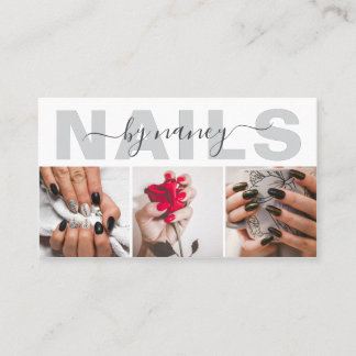 Elegant Nail Artist Photo Collage Qr Code Logo Visitekaartje
