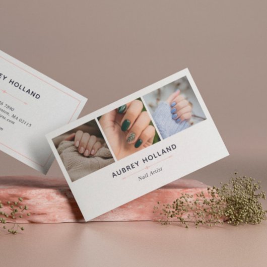 Elegant Nail Artist Photo Collage Visitekaartje