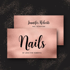 Elegant Nail Salon Roos Gold Script Typografie Visitekaartje