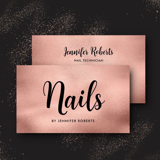 Elegant Nail Salon Roos Gold Script Typografie Visitekaartje