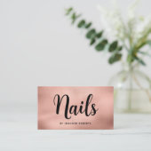 Elegant Nail Salon Roos Gold Script Typografie Visitekaartje (Staand voorkant)