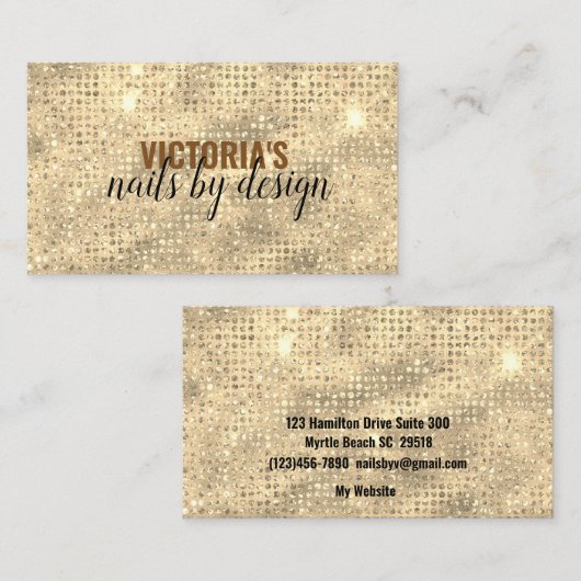 Elegant Nail Tech Diamond Glitter Visitekaartje (Voorkant / Achterkant)