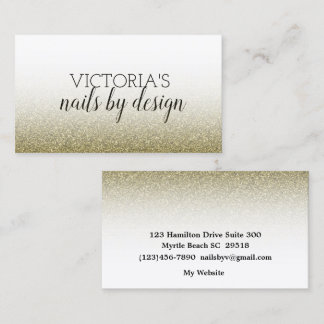 Elegant Nail Tech Gold Glitter Visitekaartje