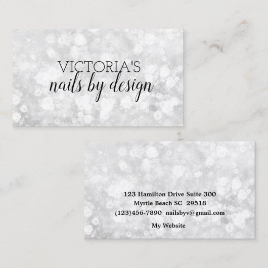 Elegant Nail Tech Marble Glitter Visitekaartje (Voorkant / Achterkant)