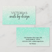 Elegant Nail Tech Mint Green Glitter Visitekaartje (Voorkant / Achterkant)