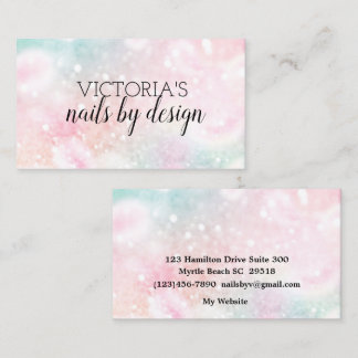 Elegant Nail Tech Pastels Glitter Visitekaartje