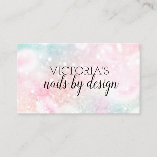 Elegant Nail Tech Pastels Glitter Visitekaartje (Voorkant)