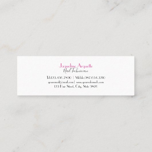 Elegant Nail-technicus Mini Visitekaartje (Achterkant)