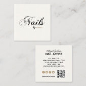 Elegant Nails by "Name" QR Code Social Media Ivory Vierkante Visitekaartje (Voorkant / Achterkant)