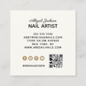 Elegant Nails by "Name" QR Code Social Media Ivory Vierkante Visitekaartje (Achterkant)
