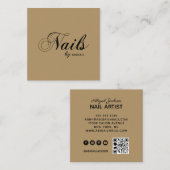 Elegant Nails by "Name" Website & QR Code Gold Vierkante Visitekaartje (Voorkant / Achterkant)