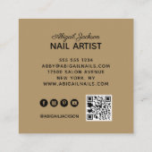 Elegant Nails by "Name" Website & QR Code Gold Vierkante Visitekaartje (Achterkant)