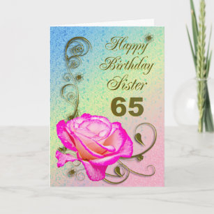 Elegant nam 65ste verjaardagskaart voor Zuster toe Kaart