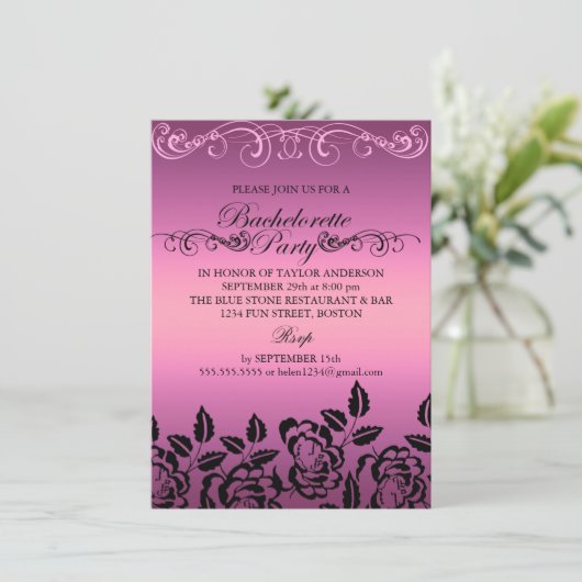 Elegant nam de Roze Uitnodiging van de Partij van (Staand voorkant)