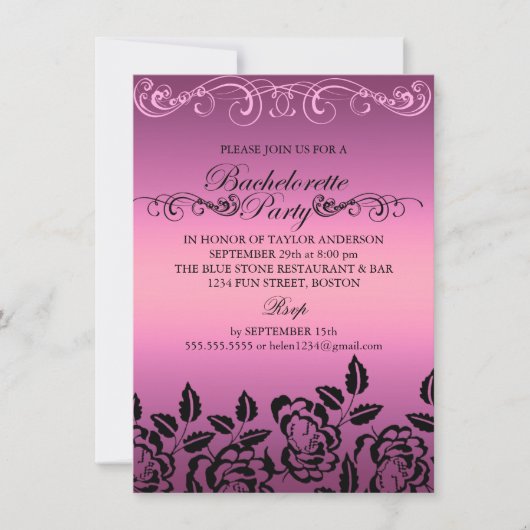 Elegant nam de Roze Uitnodiging van de Partij van (Voorkant)