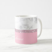 Elegant nam girly toe goud schitteren wit marmeren koffiemok (Voorkant rechts)