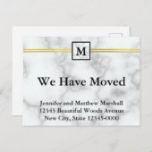 Elegant nama-monogram in wit nama-marmer voor verh aankondigingskaart (Voorkant / Achterkant)