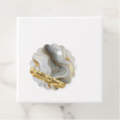 Elegant namaak goud, wit & grijs marmer trouw bedankjes labels (In situ)