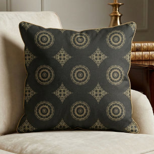 Elegant namaak gouden mandala patroon op zwart stof