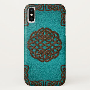 Elegant namaak leer Keltische knoop ontwerp iPhone X Hoesje
