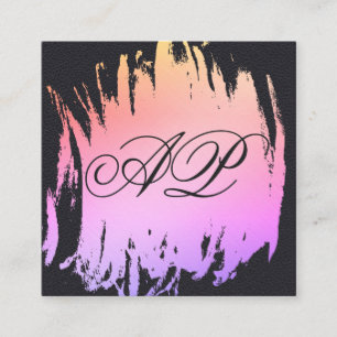 Elegant namaak zwart leer geborsteld kleur monogra vierkante visitekaartje