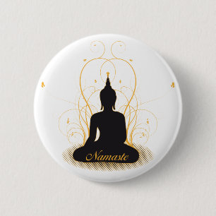 Elegant Namaste Buddha Ronde Button 5,7 Cm