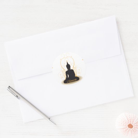 Elegant Namaste Buddha Ronde Sticker (Envelop)