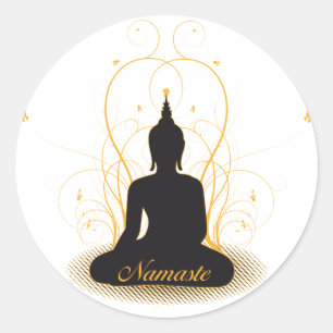 Elegant Namaste Buddha Ronde Sticker