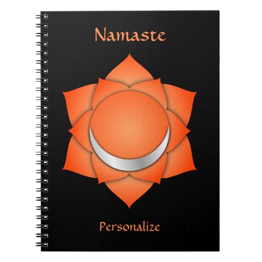 Elegant Namaste Oranje Sacral Chakra Personaliseer Notitieboek (Voorkant)