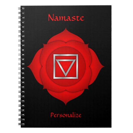 Elegant Namaste Red Root Chakra personaliseert Notitieboek (Voorkant)