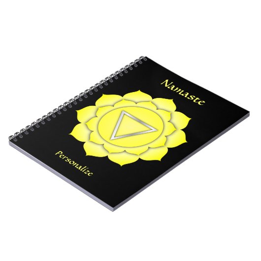 Elegant Namaste Yellow Solar Chakra Personaliseert Notitieboek (Linkerzijde)