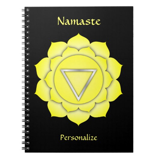 Elegant Namaste Yellow Solar Chakra Personaliseert Notitieboek (Voorkant)