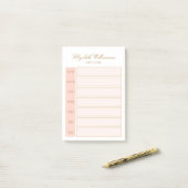 Elegant Name Blush Pink White Weekly Planner Post-it® Notes (Op bureau)