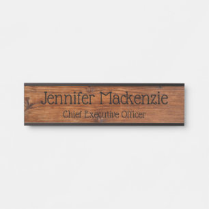 Elegant Name Bord Wood Grain Rustige deurplaat Deurbordje