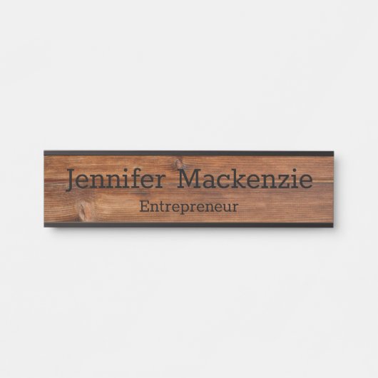 Elegant Name Bord Wood Grain Rustige deurplaat Deurbordje (Voorkant)