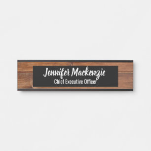 Elegant Name Bord Wood Grain Rustige deurplaat Deurbordje