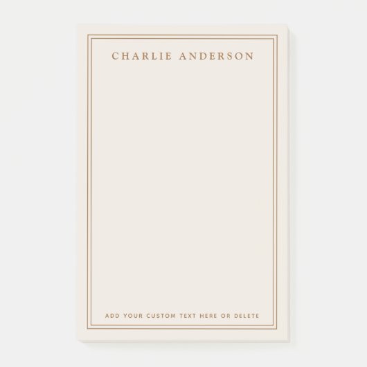 Elegant name double border light tan brown post-it® notes (Voorkant)