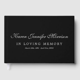 Elegant Name Gray Script Black In Loving Memory Gastenboek