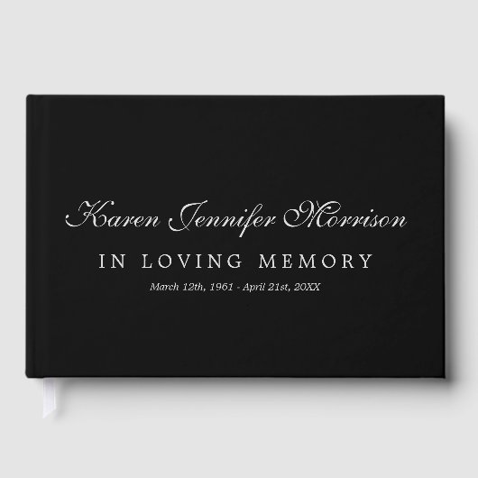 Elegant Name Gray Script Black In Loving Memory Gastenboek (Voorkant)