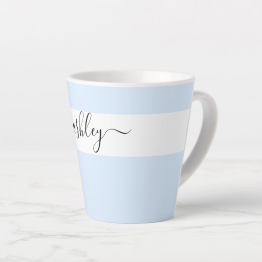 Elegant Name in Script Typography Powder Blue Latte Mok (Rechterhoek)