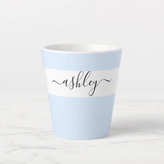 Elegant Name in Script Typography Powder Blue Latte Mok